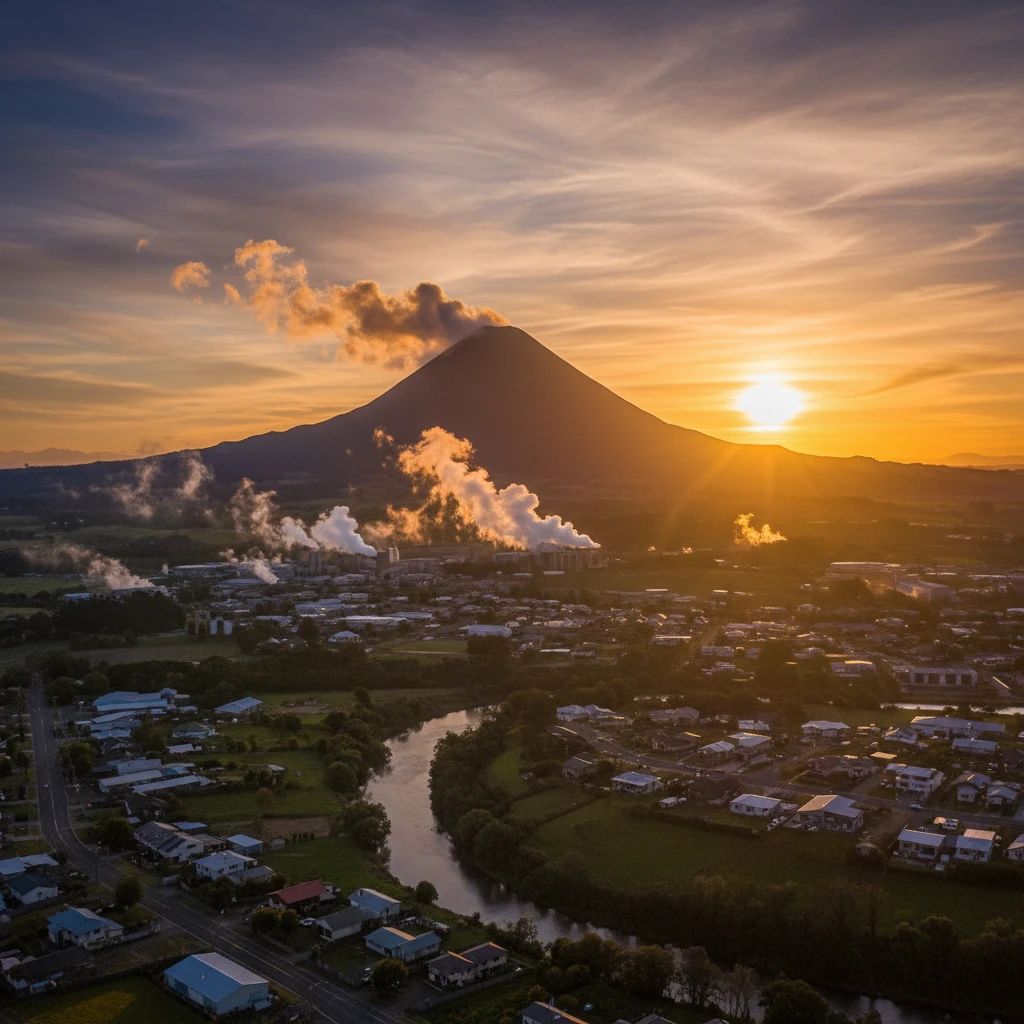 Mount Putauaki overlooking Kawerau Bay of Plenty