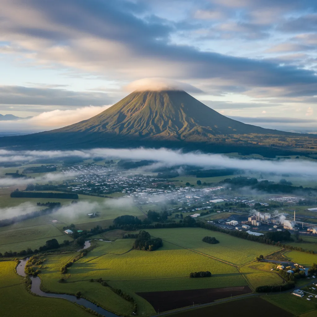 Scenic view of Mt Putauaki volcanic cone in Kawerau