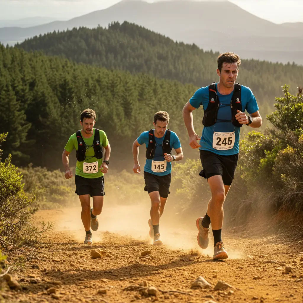 Competitors running the Kawerau King of the Mountain race