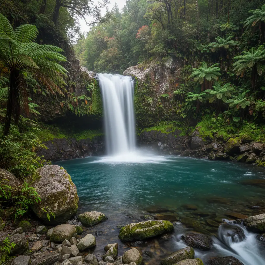 The spectacular Tarawera Falls waterfall