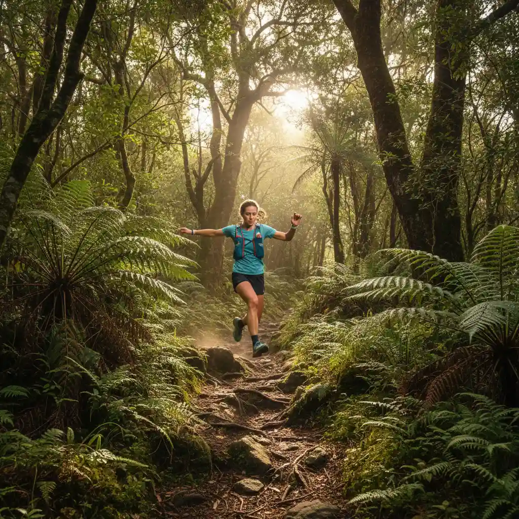 Trail running in New Zealand bush