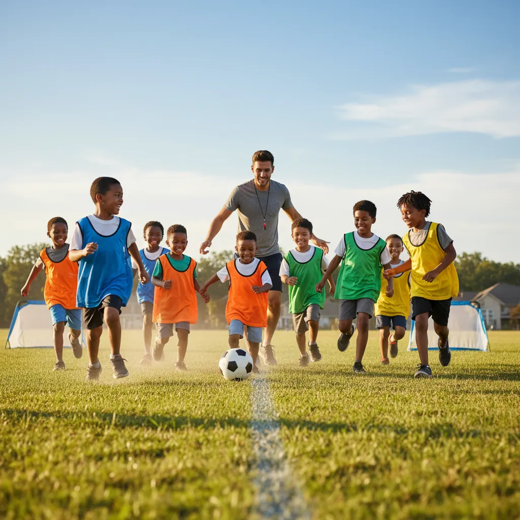 Youth soccer training session at Stoneham Park