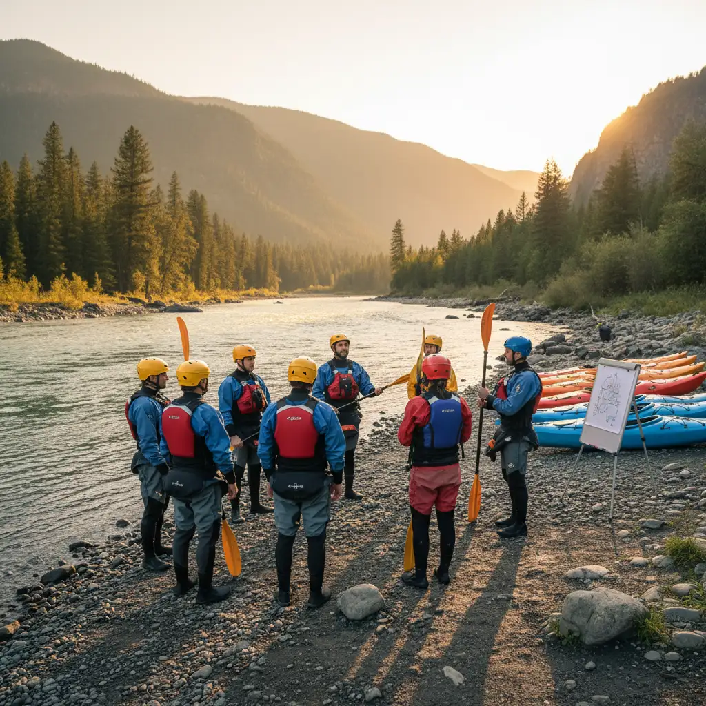 Kayaking instruction session at Tarawera River