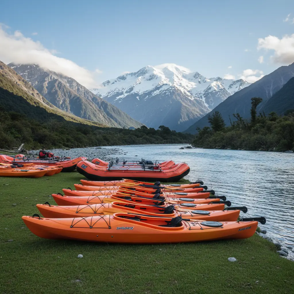 White water kayaks and rafts available for adventure gear hire in Kawerau