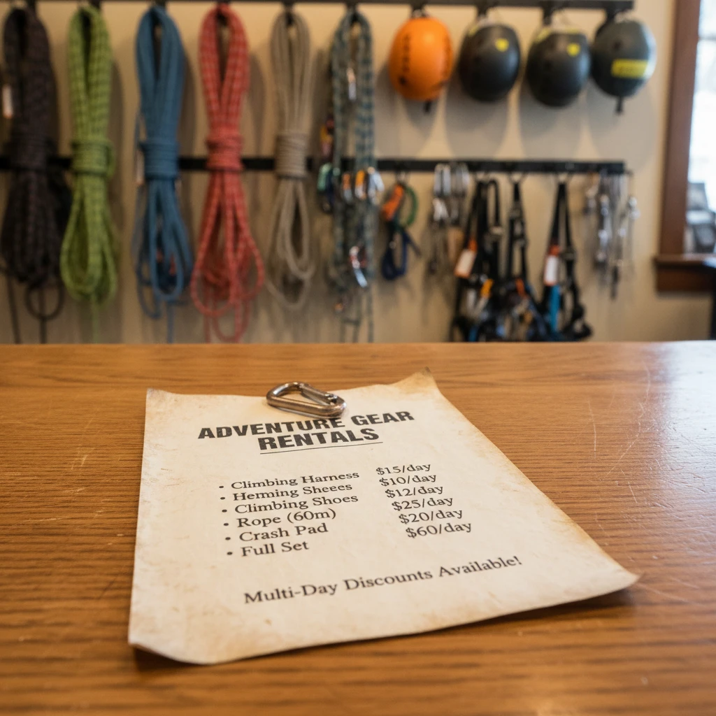 Price list for adventure gear rentals