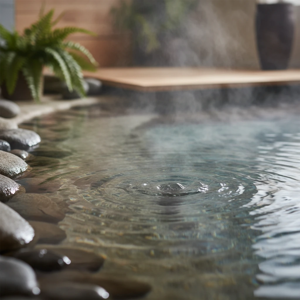 Close up of soothing thermal mineral water textures