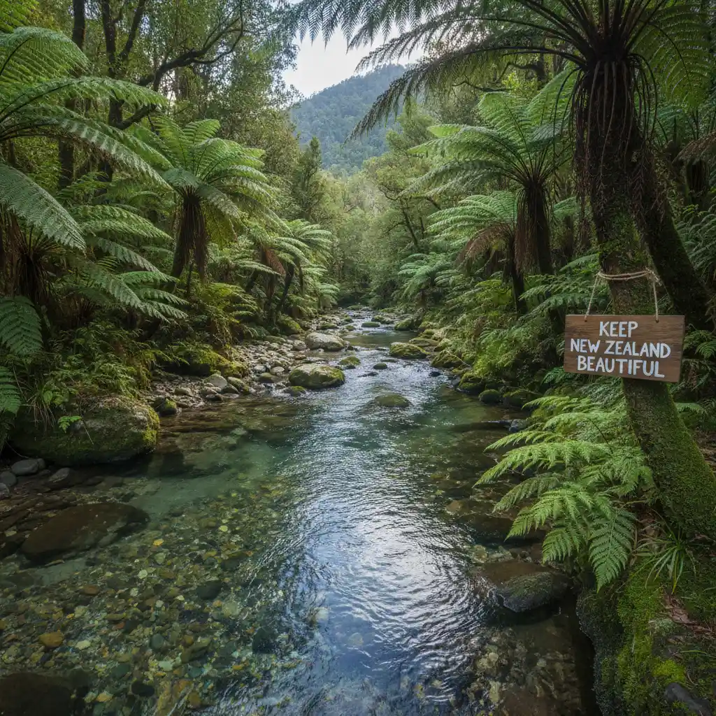 Pristine natural environment around a geothermal stream