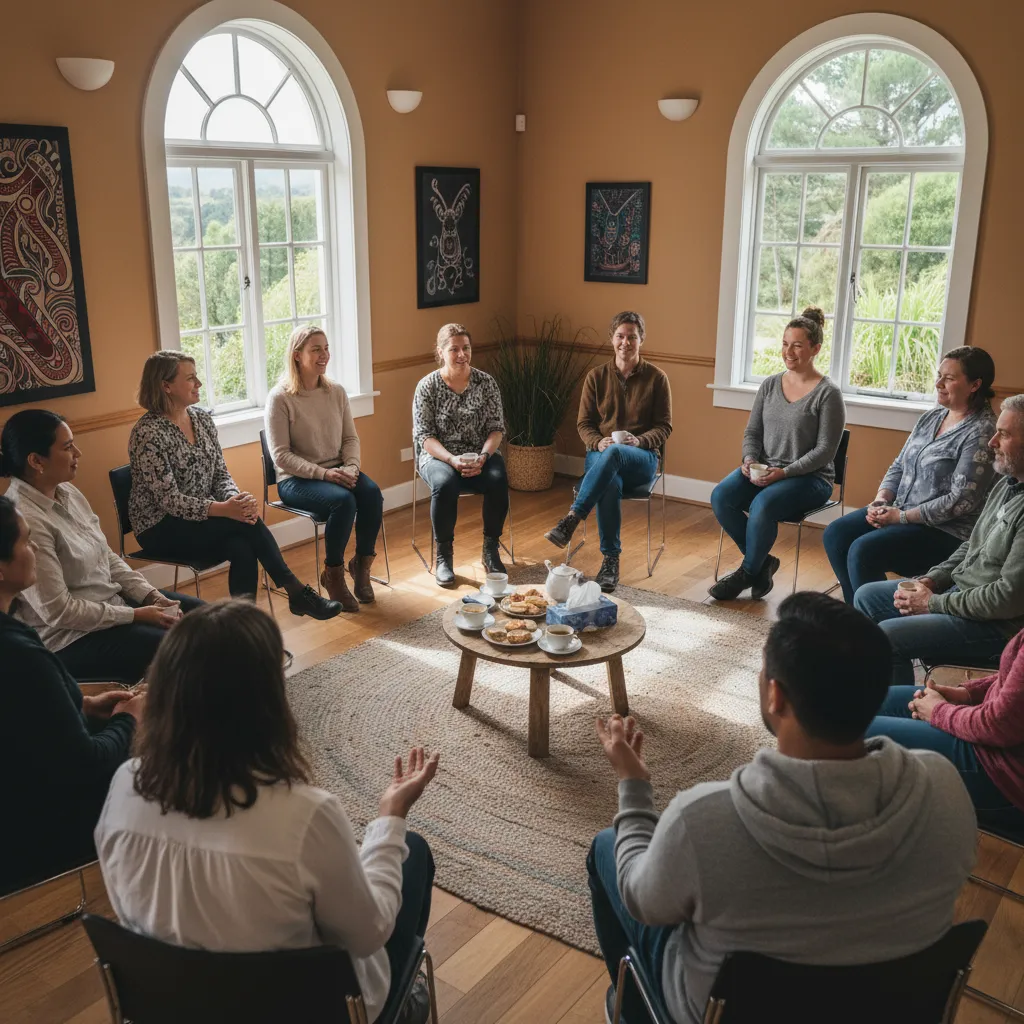 Community mental health support group meeting in Kawerau
