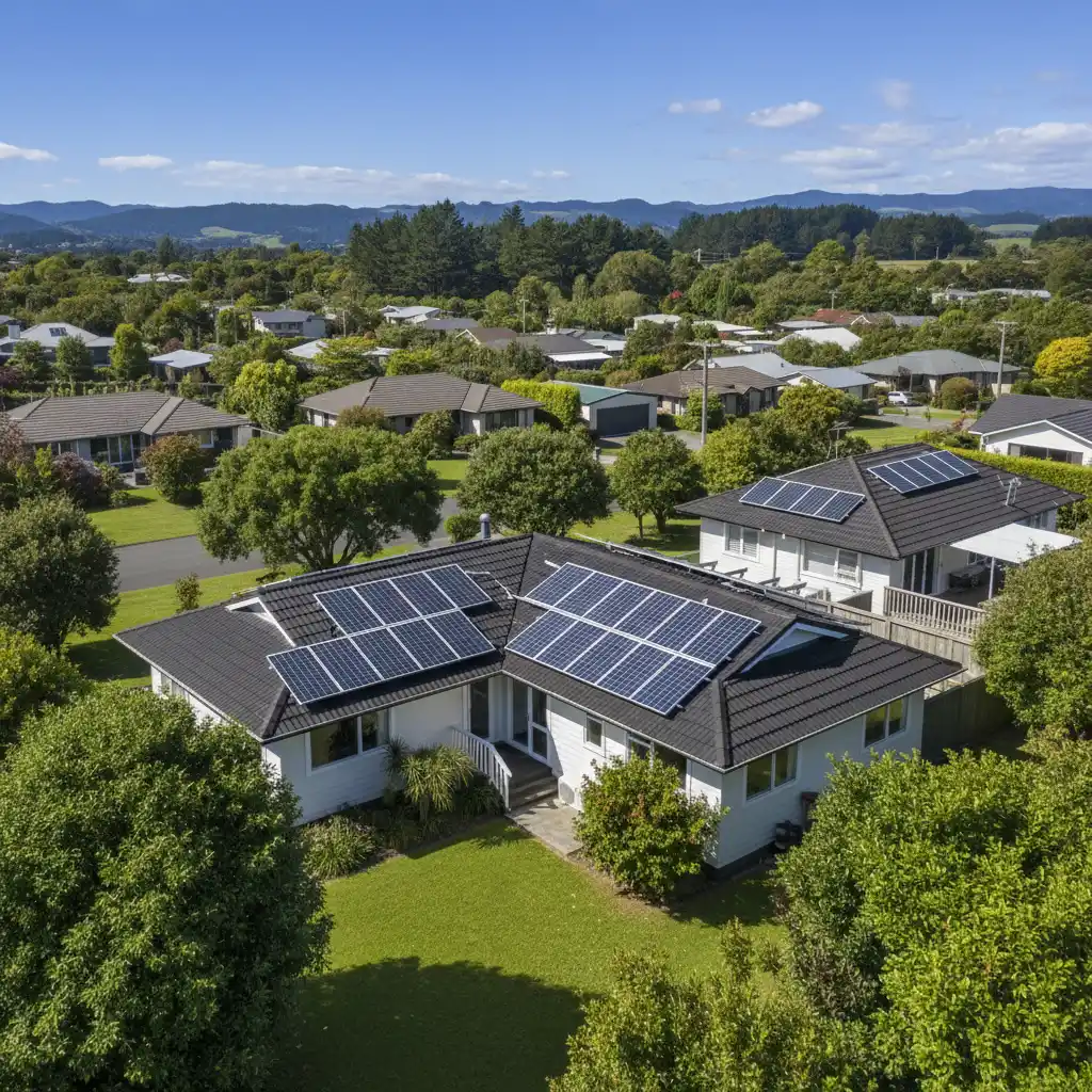 Rooftop solar panels on a Kawerau residential property