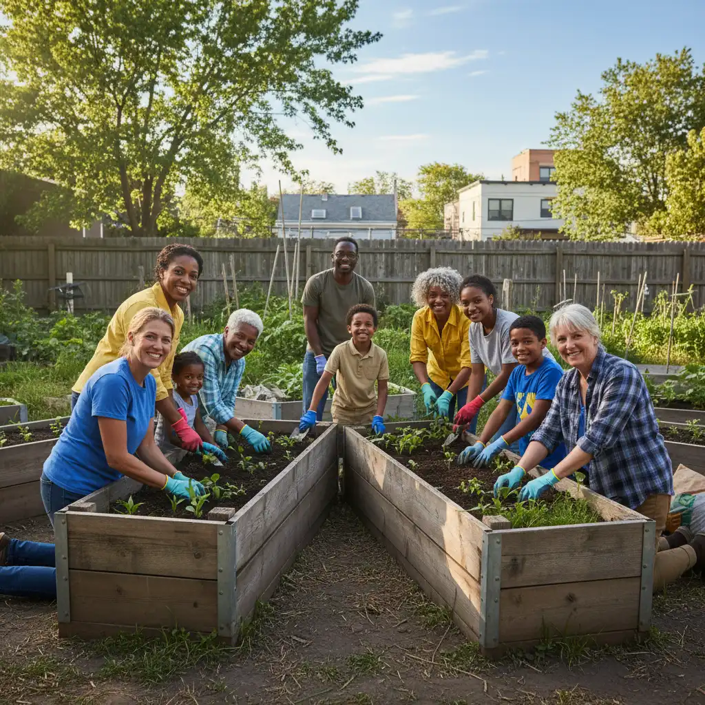 Volunteers working together at Kawerau Community Gardens