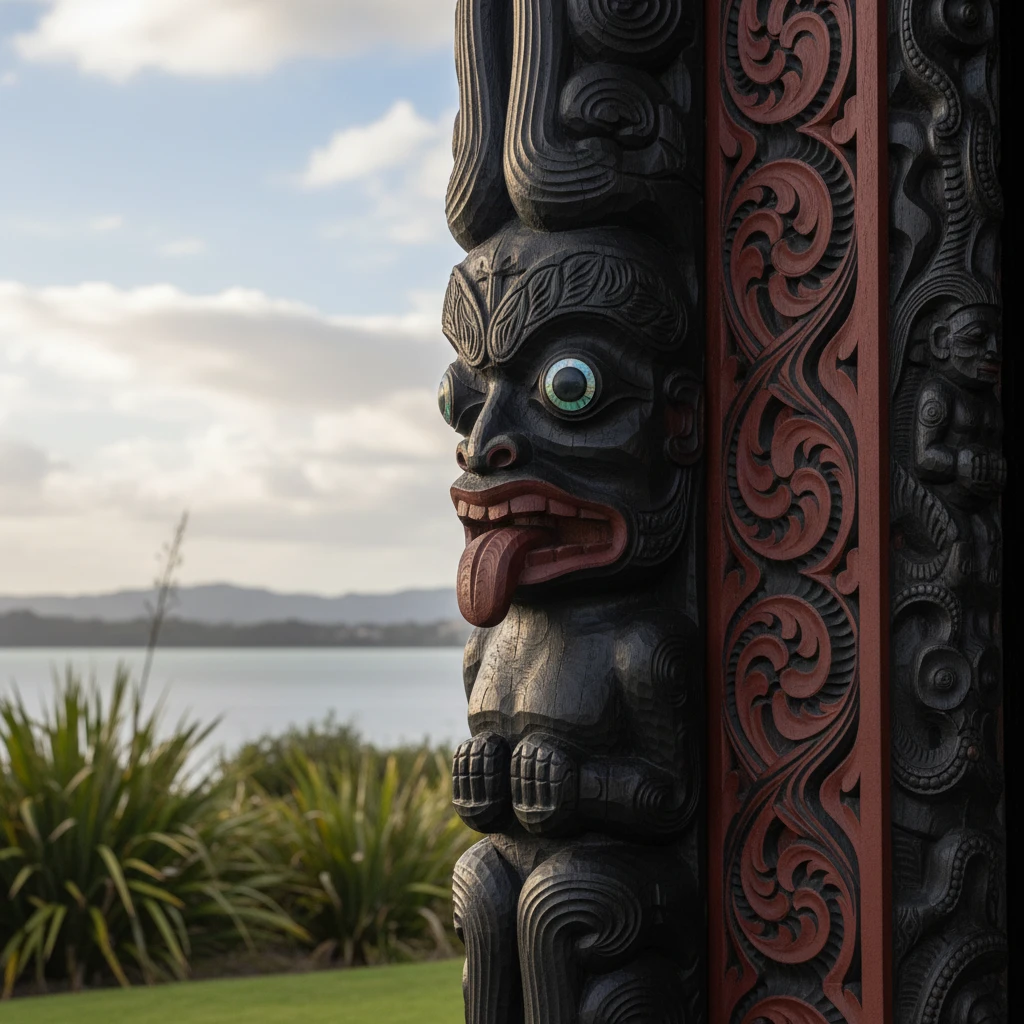 Traditional Māori carving representing Ngāti Tūwharetoa ancestry