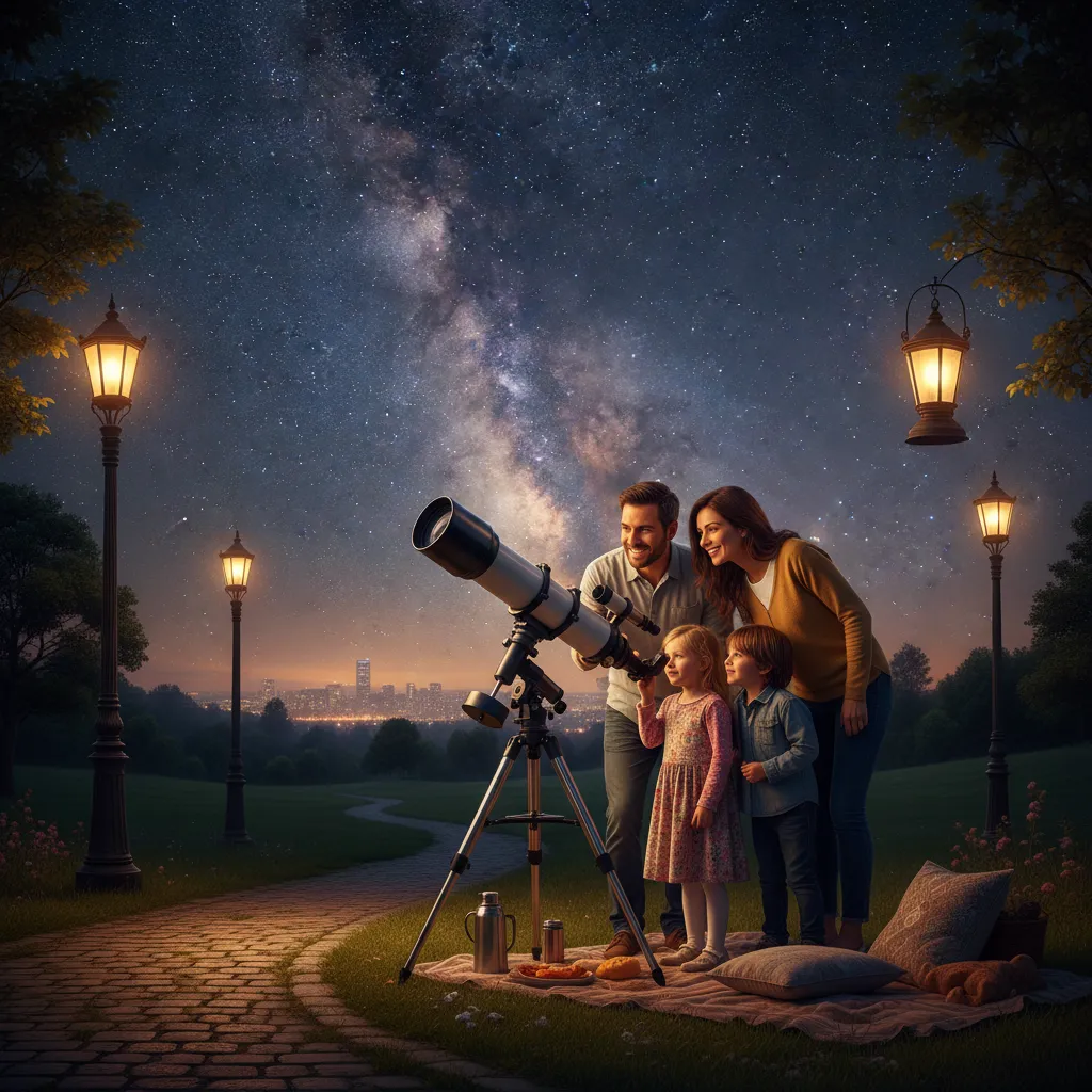 Family stargazing during Matariki in Kawerau