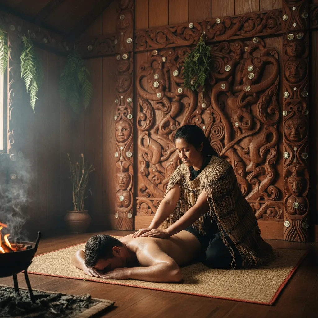 Traditional Romiromi healing session in a whare