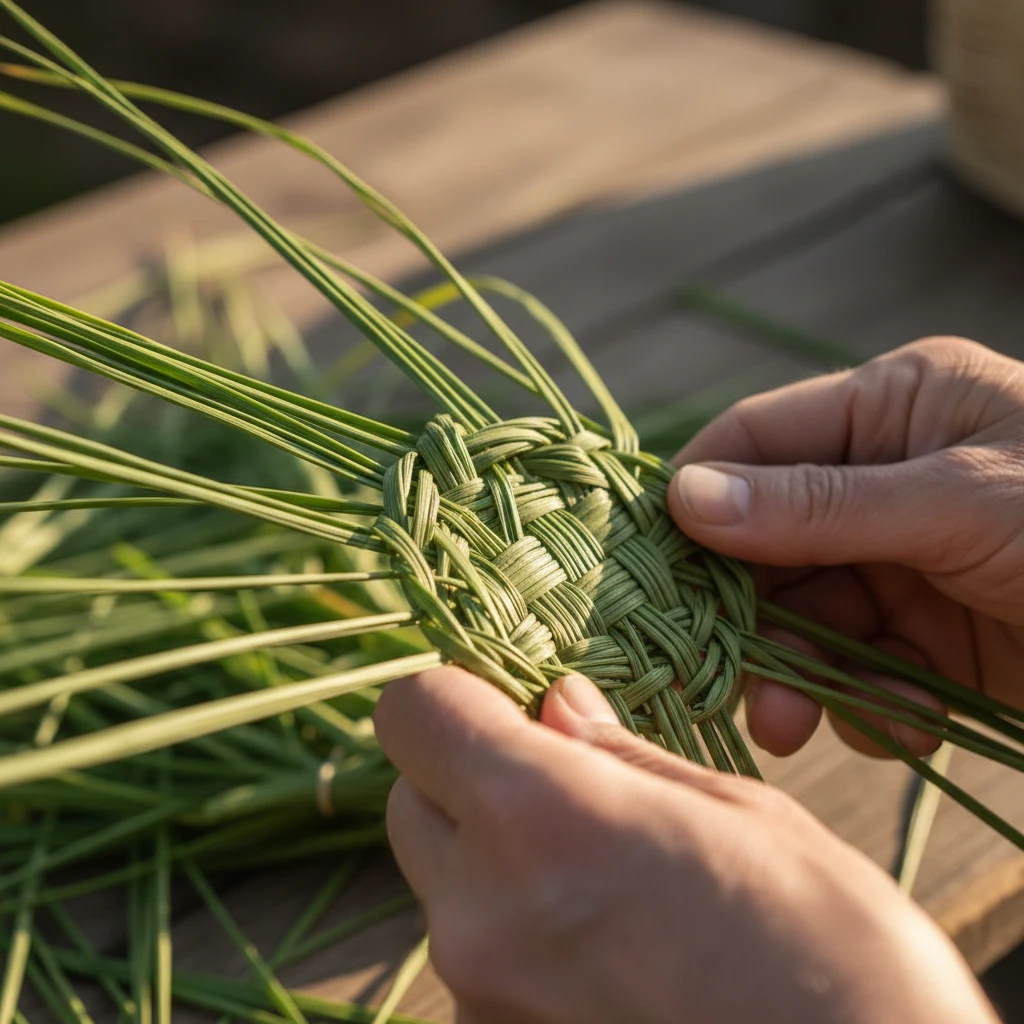 Hands weaving harakeke during cultural workshops Kawerau