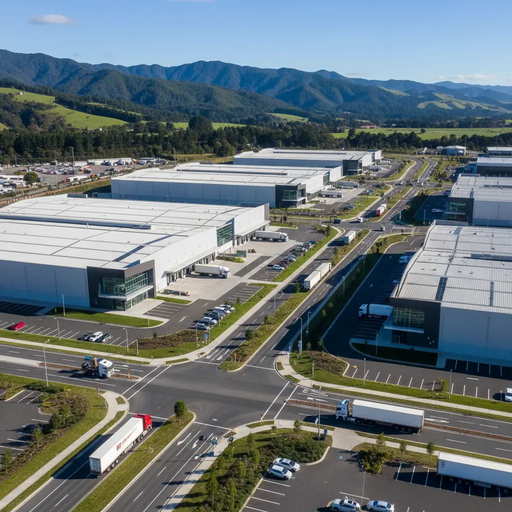 Aerial view of Waterhouse Street Industrial Park showing logistics infrastructure