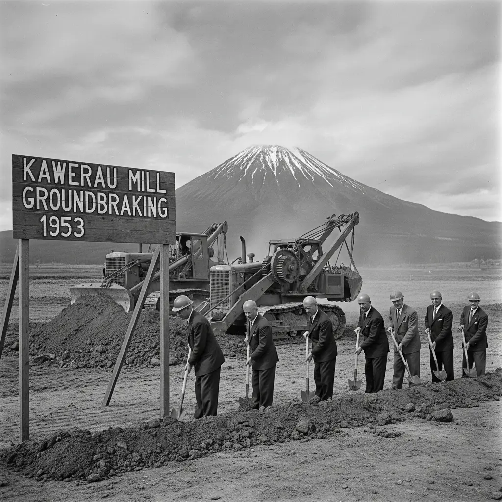 Construction of the Tasman Pulp and Paper Mill in the 1950s