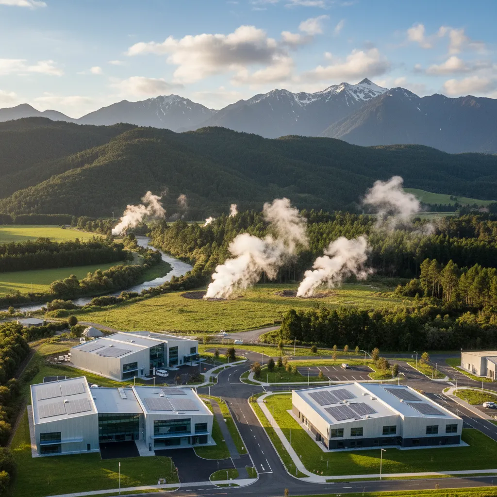 Kawerau industrial park with geothermal energy integration