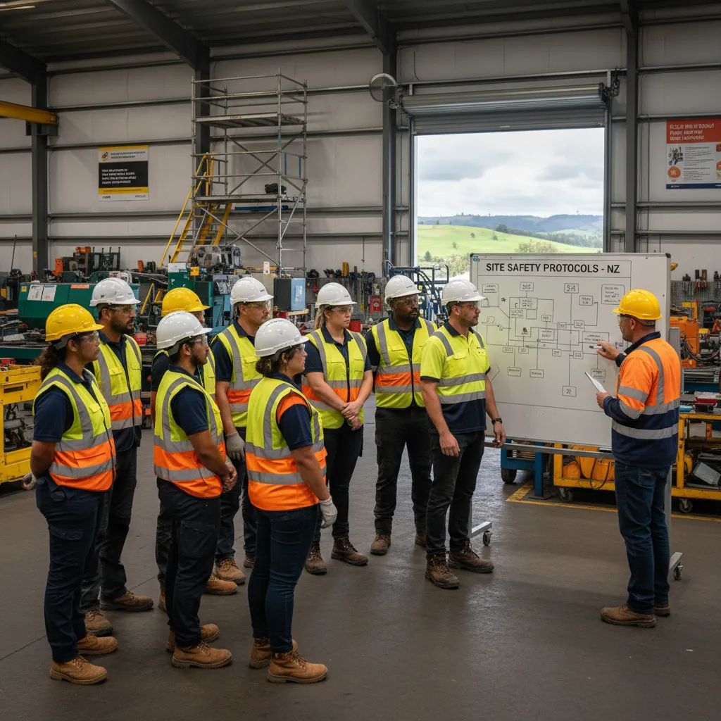 Health and safety training session for industrial workers