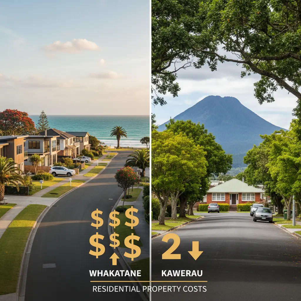 Visual comparison of housing styles in Whakatane and Kawerau