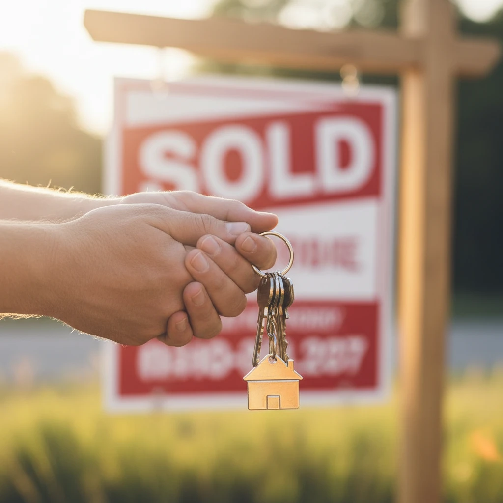 Keys being handed over after a successful house purchase