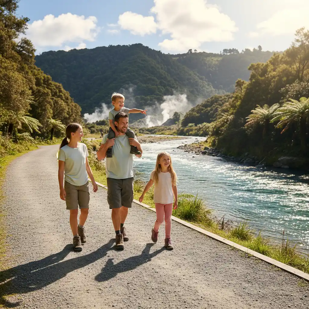 Family enjoying high disposable income lifestyle in Kawerau
