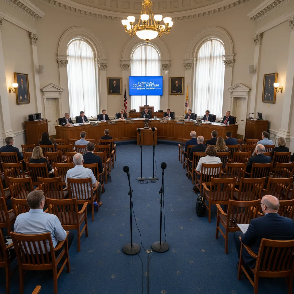 Public council meeting setup in Kawerau Town Hall
