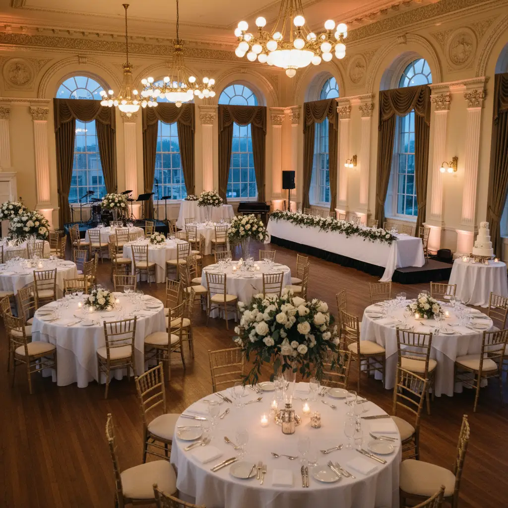 Wedding reception setup at Kawerau Town Hall