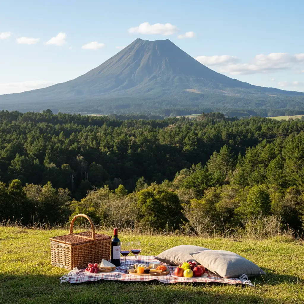 Scenic view of Kawerau landscape and Mount Putauaki