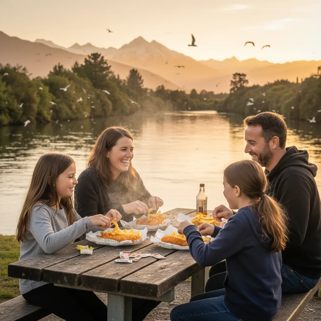 Family picnic by the Tarawera River