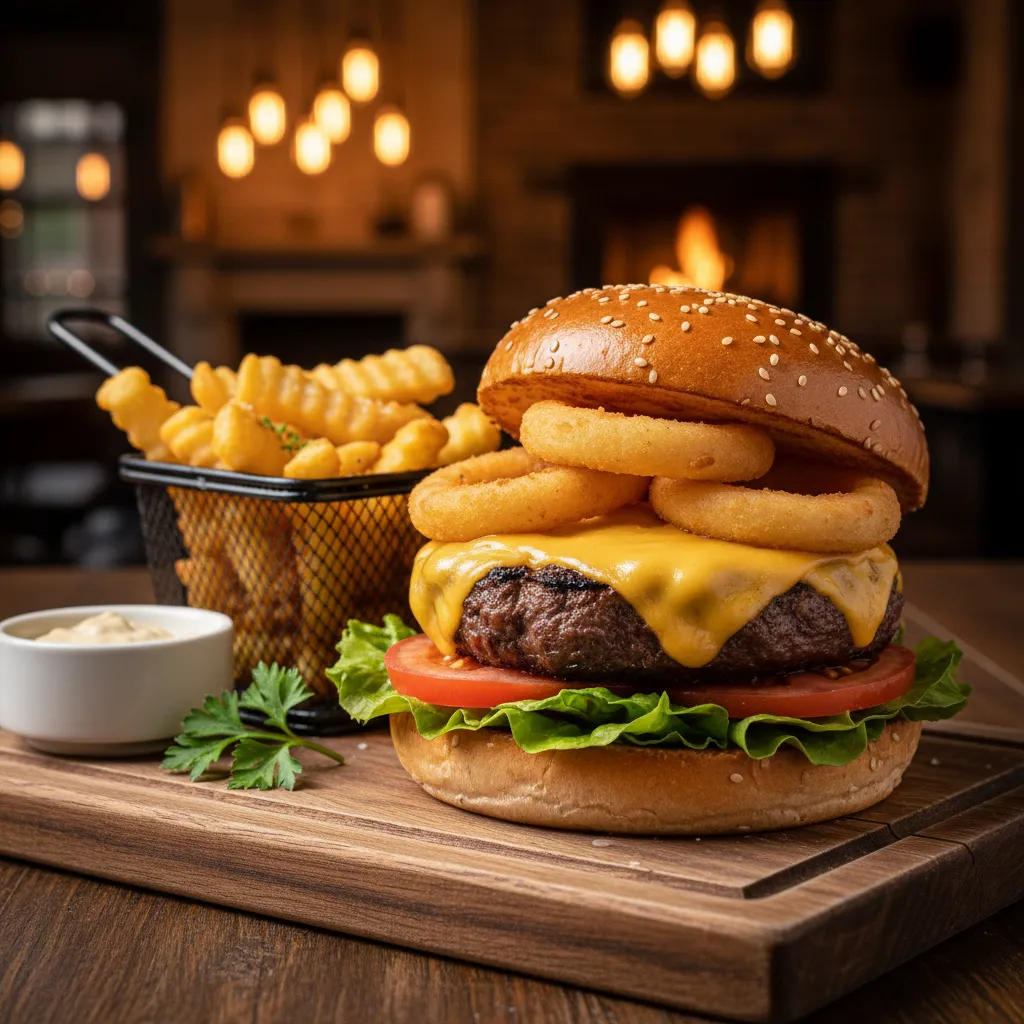 Gourmet Burger from Cayman Sports Bar Menu