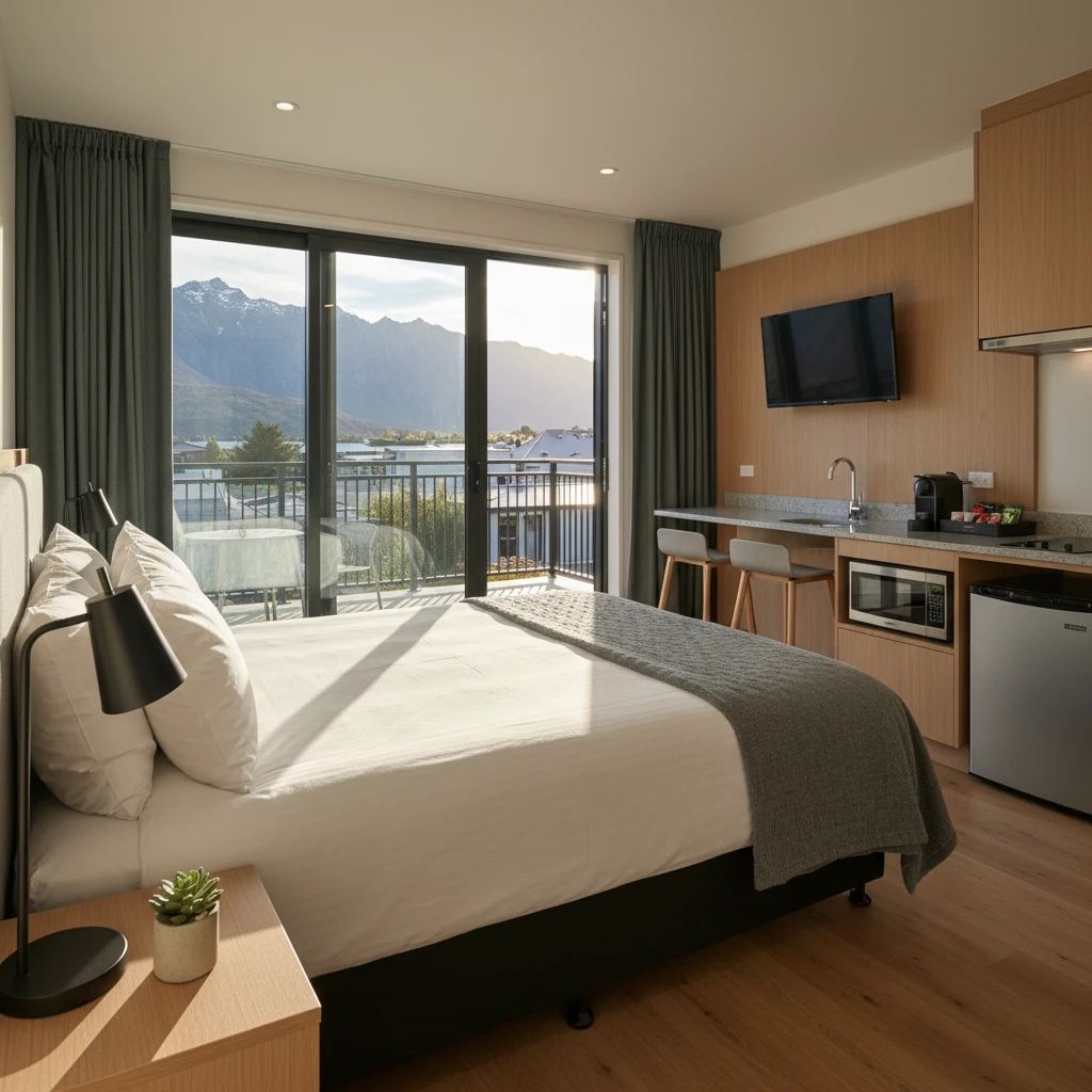 Interior view of a standard comfortable motel unit in Kawerau