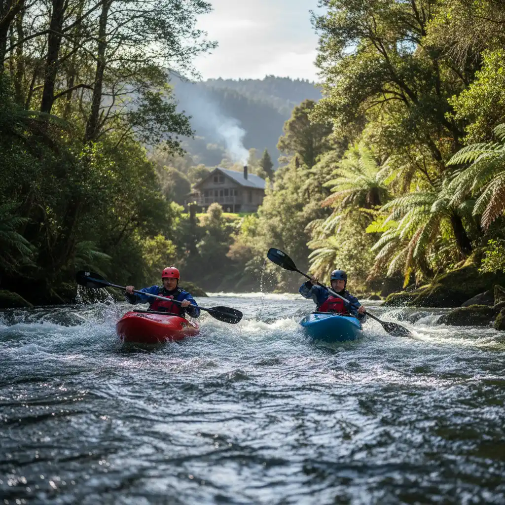 Kayaking on the Tarawera River near Firmin Lodge