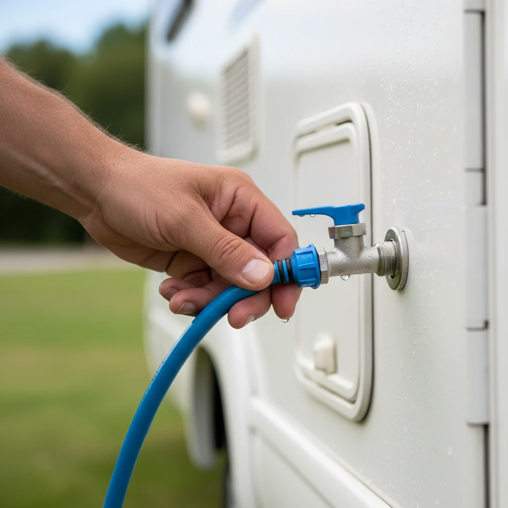 Filling fresh water tank in motorhome