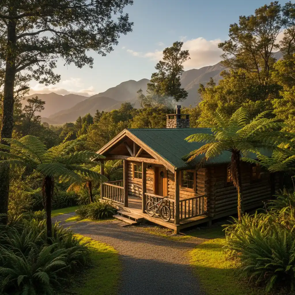 Budget wooden cabin accommodation in a holiday park setting