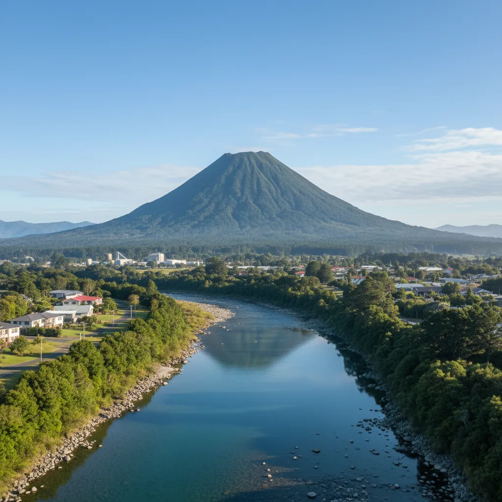Mount Putauaki rising above Kawerau
