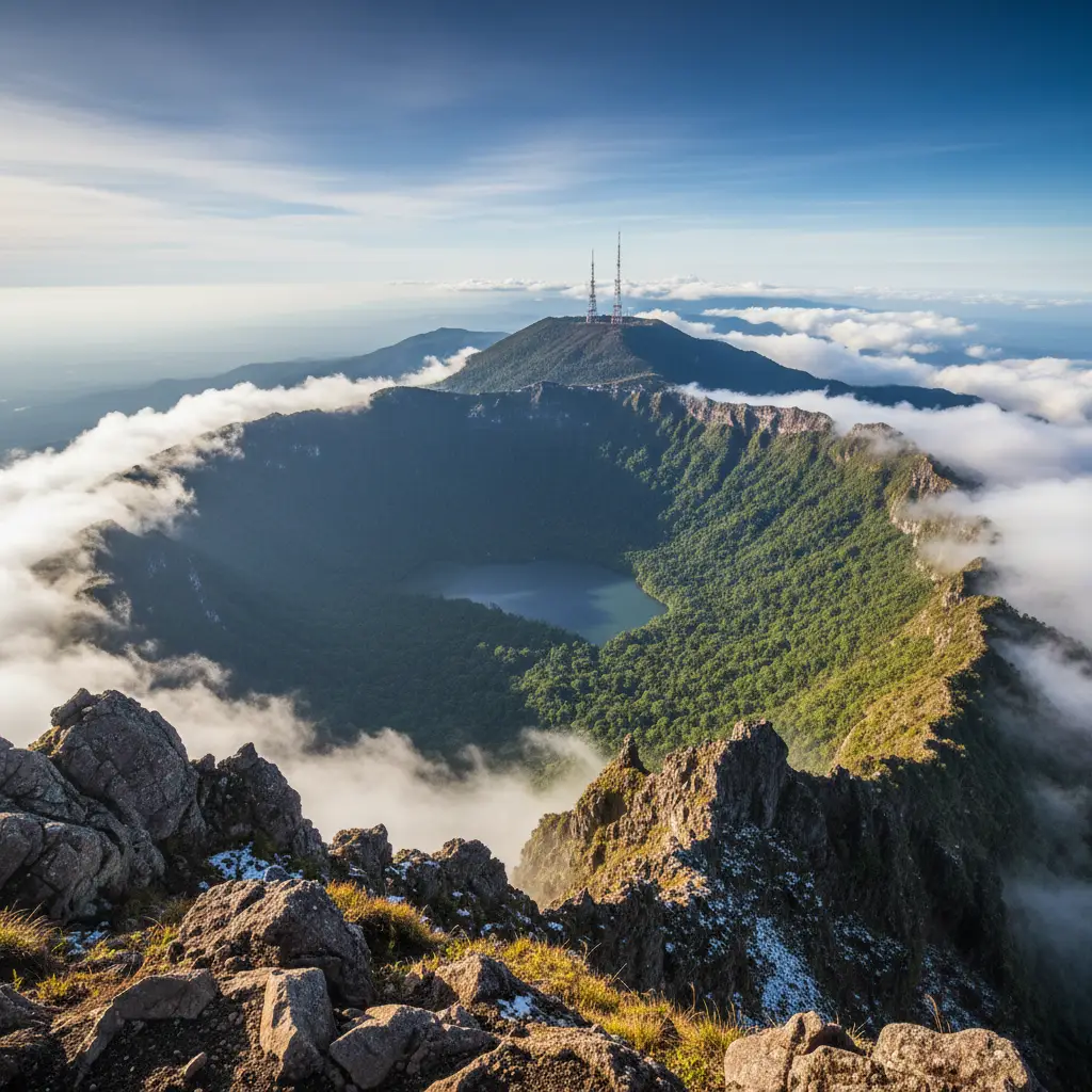 The crater rim of Mount Putauaki