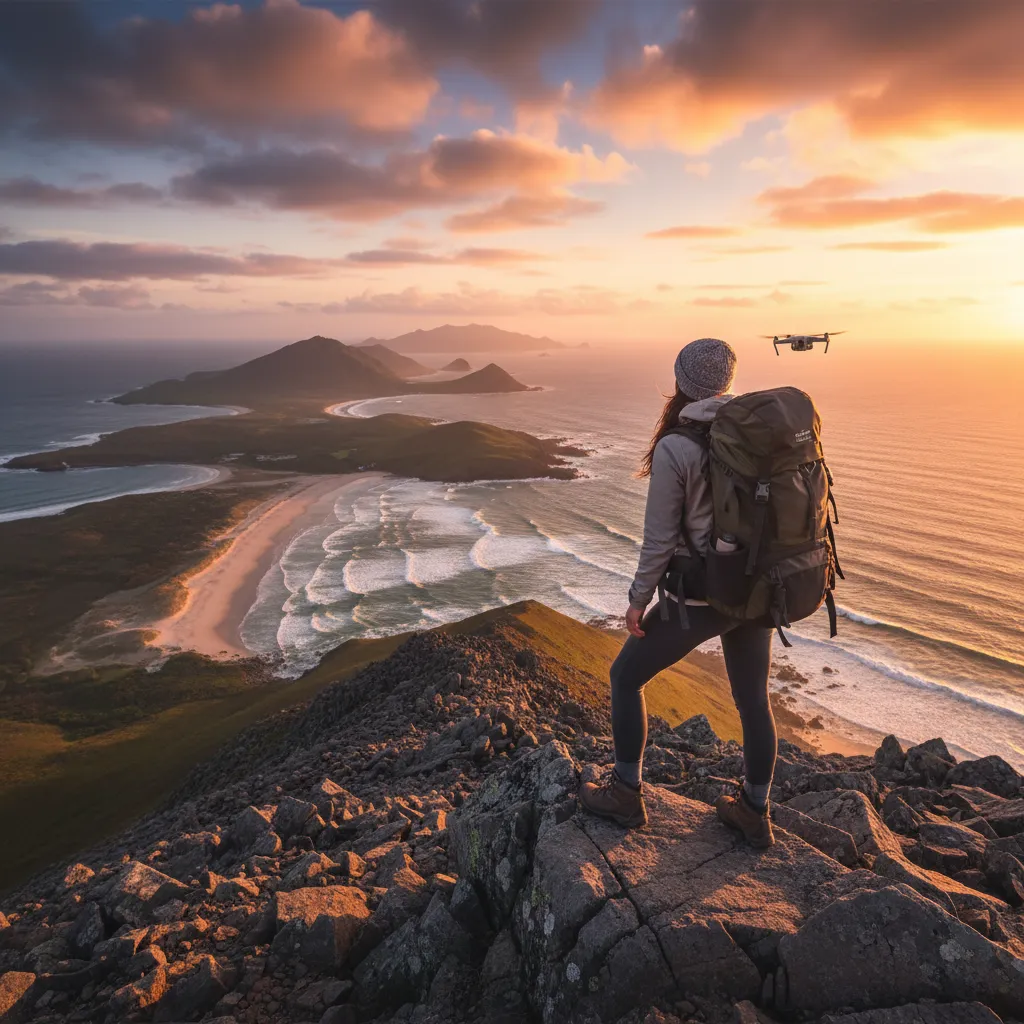 Hiker enjoying views from Mount Putauaki