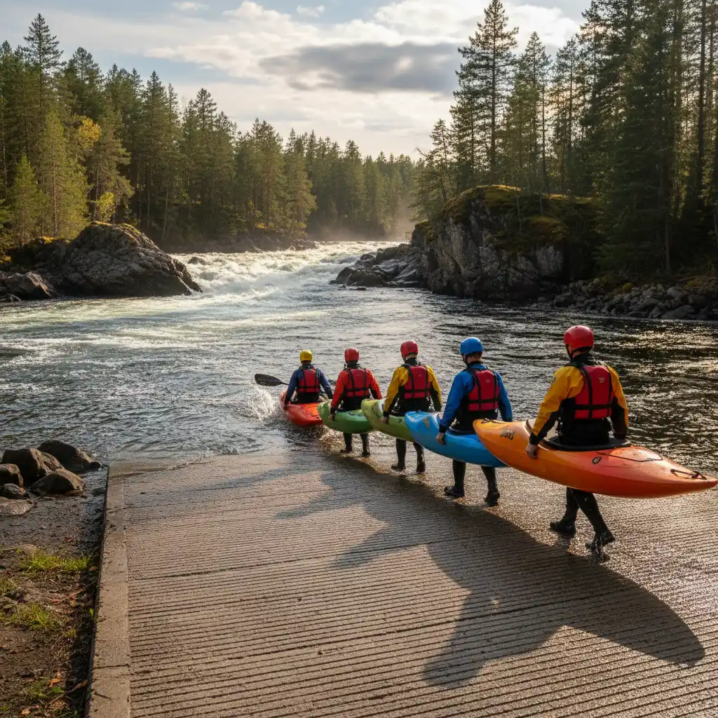 Kayaking entry point at Tarawera River Park