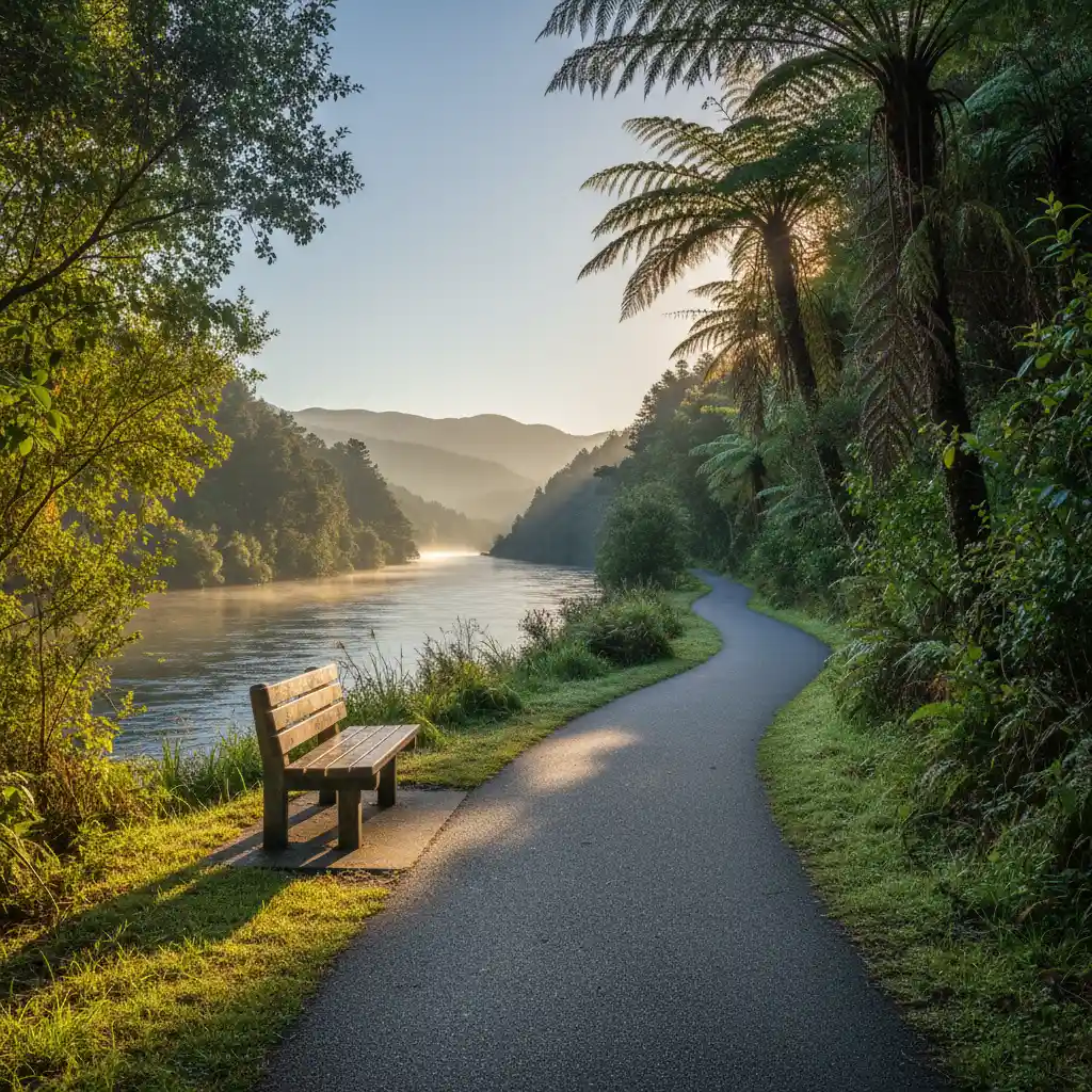 Scenic river walkway and amenities in Kawerau
