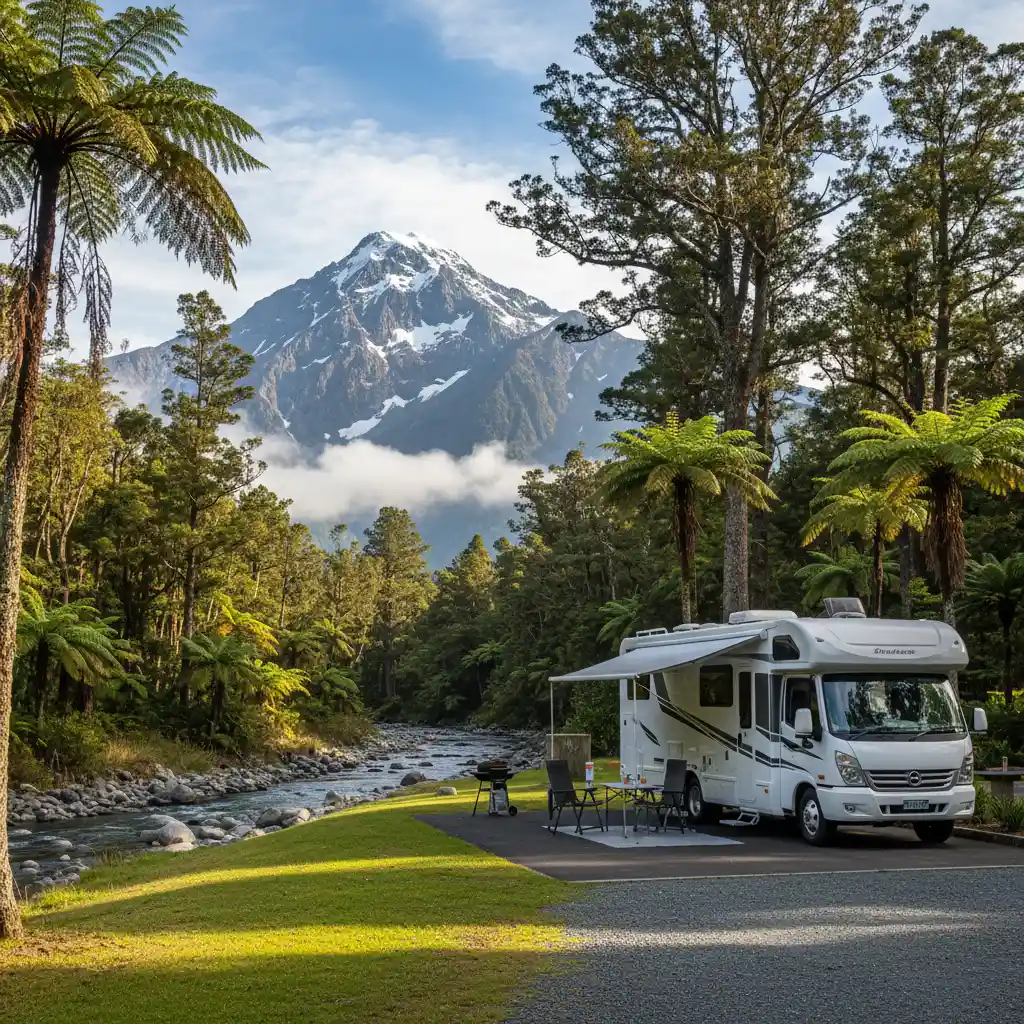 Motorhome camping in Kawerau Holiday Park