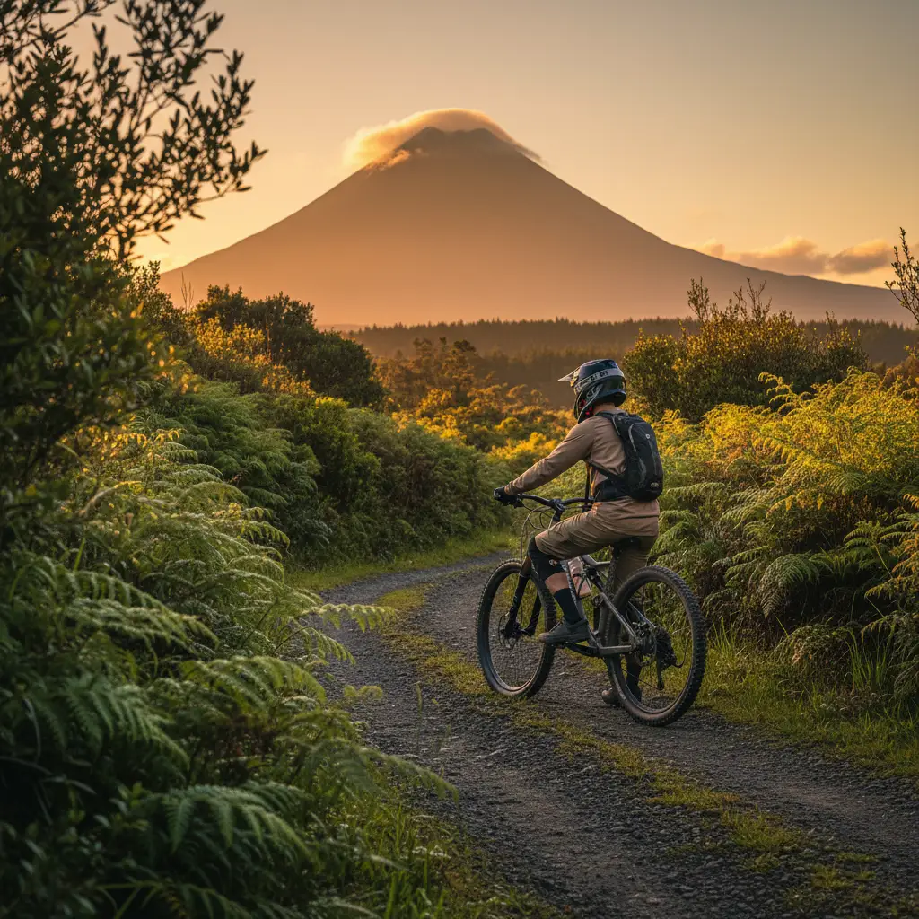 Mountain biking near Mount Putauaki in Kawerau