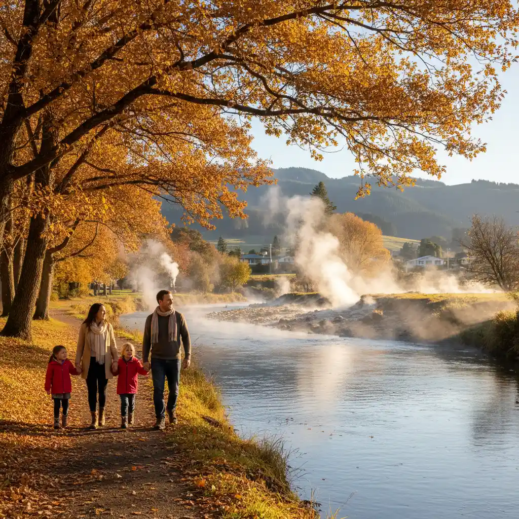 Autumn walking trails along the Tarawera River
