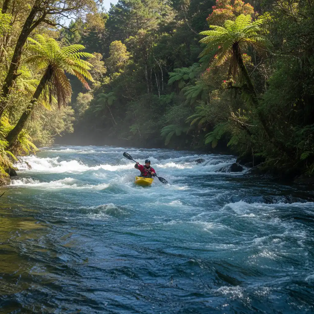 White water kayaking on the Tarawera River in Kawerau