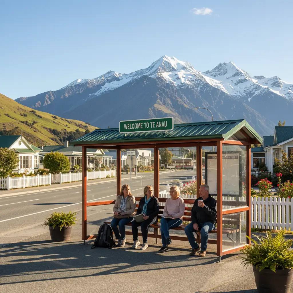 Bus stop in Kawerau town center