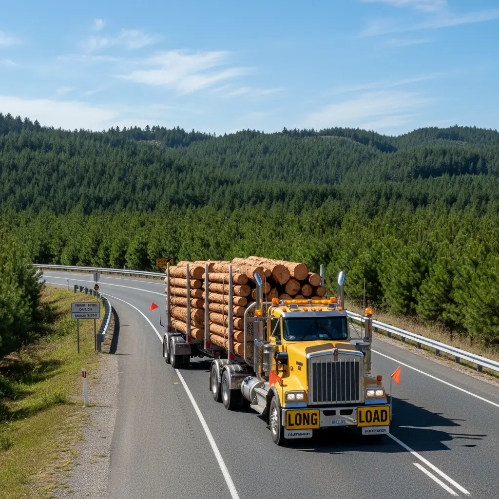 Logging truck on State Highway 30 near Kawerau