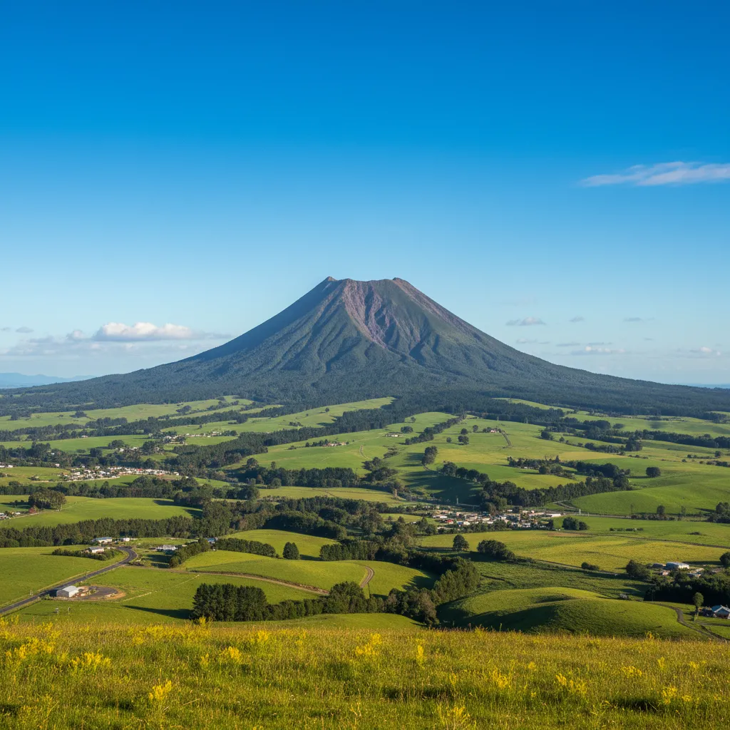 Mount Putauaki overlooking Kawerau township