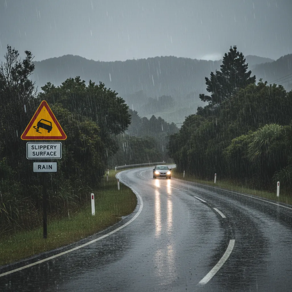 Wet road conditions warning in Bay of Plenty