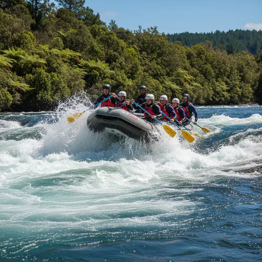 Whitewater rafting on the Tarawera River during summer in Kawerau