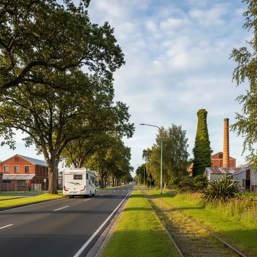 Wide streets in Kawerau suitable for large RV maneuvering