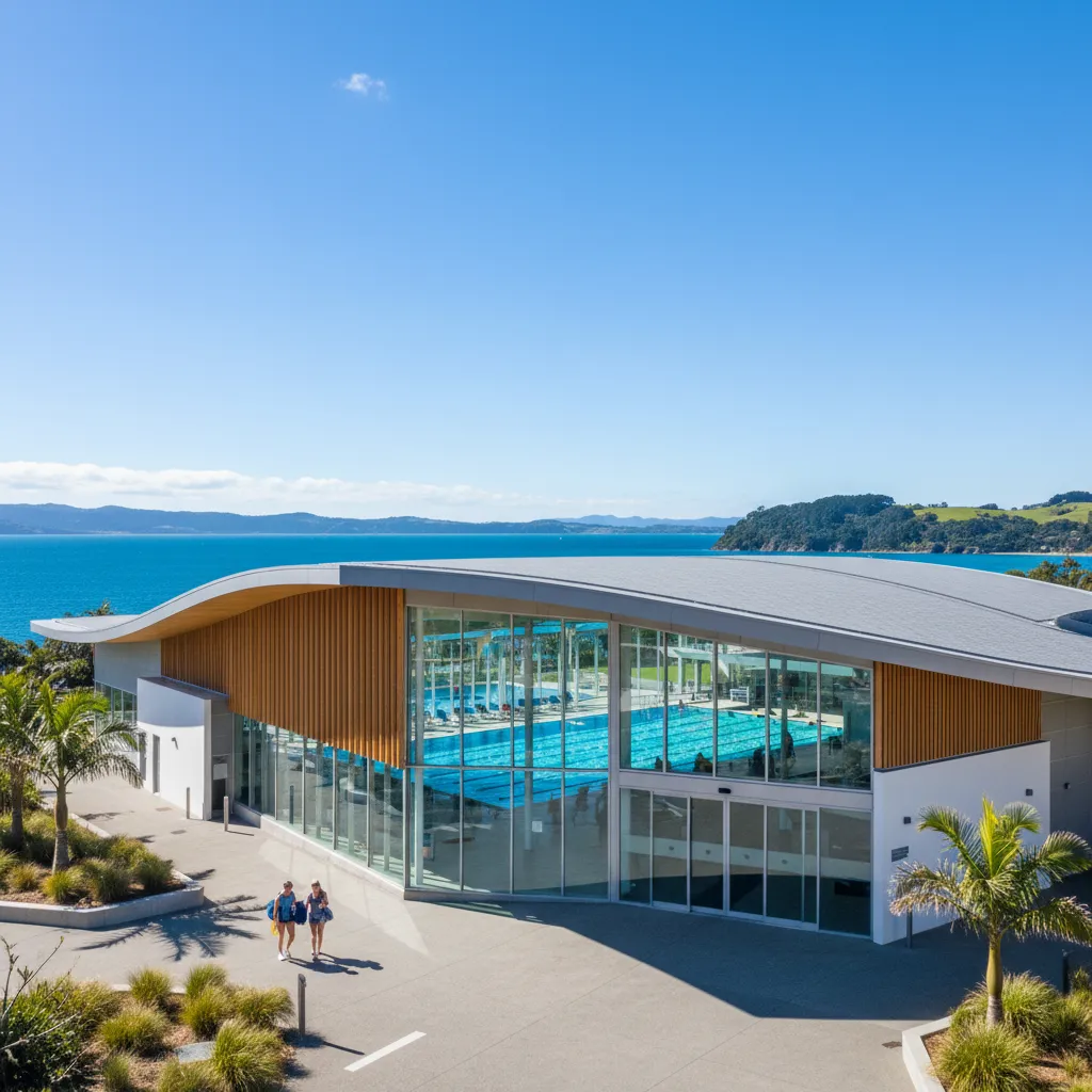 Maurie Kjar Aquatic Centre exterior showing shower facilities